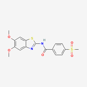 molecular formula C17H16N2O5S2 B2365222 N-(5,6-dimethoxybenzo[d]thiazol-2-yl)-4-(methylsulfonyl)benzamide CAS No. 896361-46-9