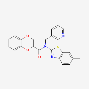 molecular formula C23H19N3O3S B2365227 N-(6-methylbenzo[d]thiazol-2-yl)-N-(pyridin-3-ylmethyl)-2,3-dihydrobenzo[b][1,4]dioxine-2-carboxamide CAS No. 895008-73-8
