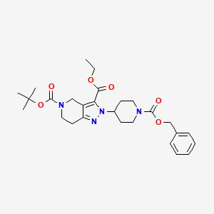 molecular formula C27H36N4O6 B2365228 5-tert-butyl 3-ethyl 2-(1-((benzyloxy)carbonyl)piperidin-4-yl)-6,7-dihydro-2H-pyrazolo[4,3-c]pyridine-3,5(4H)-dicarboxylate CAS No. 2102410-45-5