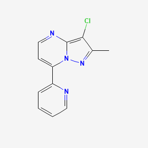 molecular formula C12H9ClN4 B2365233 3-Chloro-2-methyl-7-(2-pyridinyl)pyrazolo[1,5-a]pyrimidine CAS No. 439120-66-8