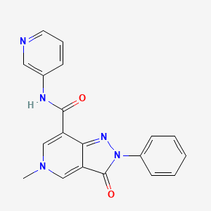 molecular formula C19H15N5O2 B2365245 5-methyl-3-oxo-2-phenyl-N-(pyridin-3-yl)-3,5-dihydro-2H-pyrazolo[4,3-c]pyridine-7-carboxamide CAS No. 921880-36-6