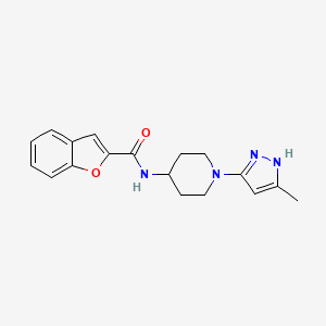 molecular formula C18H20N4O2 B2365261 N-[1-(5-Methyl-1H-pyrazol-3-yl)piperidin-4-yl]-1-benzofuran-2-carboxamide CAS No. 2034206-85-2