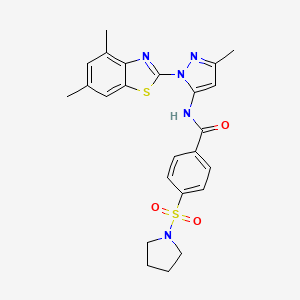 molecular formula C24H25N5O3S2 B2365268 N-(1-(4,6-dimethylbenzo[d]thiazol-2-yl)-3-methyl-1H-pyrazol-5-yl)-4-(pyrrolidin-1-ylsulfonyl)benzamide CAS No. 1172740-52-1