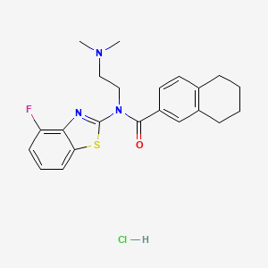 molecular formula C22H25ClFN3OS B2365276 N-(2-(dimethylamino)ethyl)-N-(4-fluorobenzo[d]thiazol-2-yl)-5,6,7,8-tetrahydronaphthalene-2-carboxamide hydrochloride CAS No. 1177645-26-9