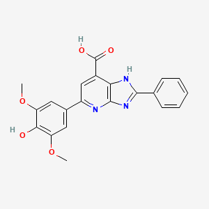 molecular formula C21H17N3O5 B2365285 5-(4-羟基-3,5-二甲氧基苯基)-2-苯基-3H-咪唑并[4,5-b]吡啶-7-羧酸 CAS No. 1021052-22-1