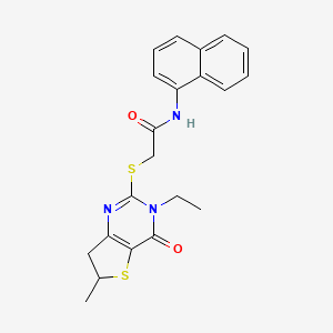 molecular formula C21H21N3O2S2 B2365286 2-[(3-ethyl-6-methyl-4-oxo-6,7-dihydrothieno[3,2-d]pyrimidin-2-yl)sulfanyl]-N-naphthalen-1-ylacetamide CAS No. 851409-67-1