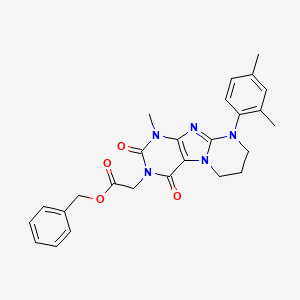 molecular formula C26H27N5O4 B2365291 benzyl [9-(2,4-dimethylphenyl)-1-methyl-2,4-dioxo-1,4,6,7,8,9-hexahydropyrimido[2,1-f]purin-3(2H)-yl]acetate CAS No. 923399-74-0