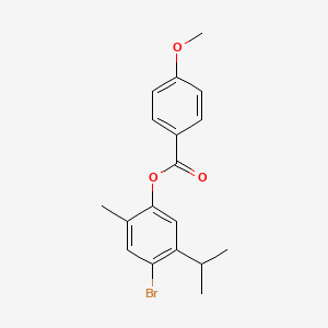 molecular formula C18H19BrO3 B2365295 4-Bromo-5-isopropyl-2-methylphenyl 4-methoxybenzenecarboxylate CAS No. 439094-30-1