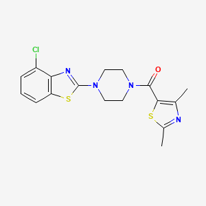 molecular formula C17H17ClN4OS2 B2365301 (4-(4-Chlorobenzo[d]thiazol-2-yl)piperazin-1-yl)(2,4-dimethylthiazol-5-yl)methanone CAS No. 1171145-12-2