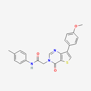 molecular formula C22H19N3O3S B2365333 2-[7-(4-methoxyphenyl)-4-oxothieno[3,2-d]pyrimidin-3(4H)-yl]-N-(4-methylphenyl)acetamide CAS No. 1207018-42-5