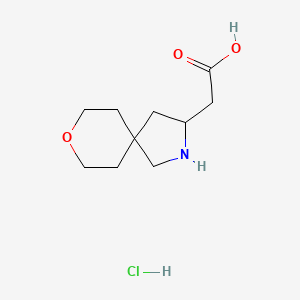 molecular formula C10H18ClNO3 B2365335 2-(8-氧杂-2-氮杂螺[4.5]癸-3-基)乙酸盐酸盐 CAS No. 2230799-03-6