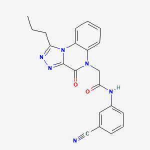 molecular formula C21H18N6O2 B2365343 N-(3-cyanophenyl)-2-(4-oxo-1-propyl[1,2,4]triazolo[4,3-a]quinoxalin-5(4H)-yl)acetamide CAS No. 1260949-31-2
