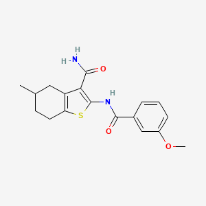 molecular formula C18H20N2O3S B2365366 2-(3-甲氧基苯甲酰胺)-5-甲基-4,5,6,7-四氢苯并[b]噻吩-3-甲酰胺 CAS No. 476280-25-8