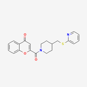 molecular formula C21H20N2O3S B2365391 2-(4-((pyridin-2-ylthio)methyl)piperidine-1-carbonyl)-4H-chromen-4-one CAS No. 1421450-33-0