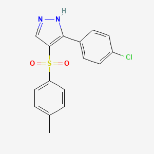 molecular formula C16H13ClN2O2S B2365394 5-(4-chlorophenyl)-4-(4-methylphenyl)sulfonyl-1H-pyrazole CAS No. 140614-07-9