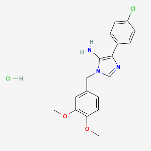 molecular formula C18H19Cl2N3O2 B2365395 4-(4-氯苯基)-1-[(3,4-二甲氧基苯基)甲基]-1H-咪唑-5-胺盐酸盐 CAS No. 1798002-54-6