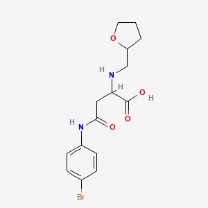 molecular formula C15H19BrN2O4 B2365409 4-((4-Bromophenyl)amino)-4-oxo-2-(((tetrahydrofuran-2-yl)methyl)amino)butanoic acid CAS No. 1097637-55-2