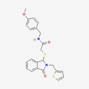 molecular formula C23H22N2O3S2 B2365424 N-(4-甲氧基苄基)-2-{[3-氧代-2-(2-噻吩基甲基)-2,3-二氢-1H-异吲哚-1-基]硫代}乙酰胺 CAS No. 866008-24-4