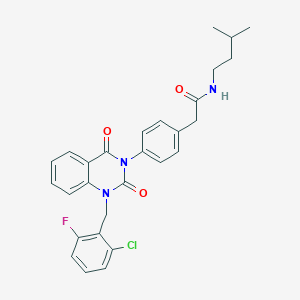 molecular formula C28H27ClFN3O3 B2365437 2-(4-(1-(2-氯-6-氟苄基)-2,4-二氧代-1,2-二氢喹唑啉-3(4H)-基)苯基)-N-异戊基乙酰胺 CAS No. 1223821-15-5