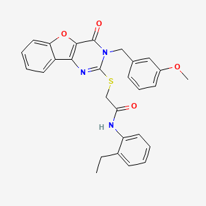 molecular formula C28H25N3O4S B2365438 N-(2-乙基苯基)-2-{[3-(3-甲氧基苄基)-4-氧代-3,4-二氢[1]苯并呋喃[3,2-d]嘧啶-2-基]硫代}乙酰胺 CAS No. 900002-16-6