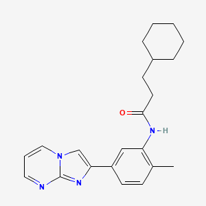 molecular formula C22H26N4O B2365440 3-cyclohexyl-N-(5-{imidazo[1,2-a]pyrimidin-2-yl}-2-methylphenyl)propanamide CAS No. 847387-72-8