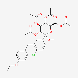 molecular formula C30H35ClO11 B2365441 D-吡喃葡萄糖苷，甲基 1-C-[4-氯-3-[(4-乙氧基苯基)甲基]苯基]-, 四乙酸酯 CAS No. 461432-28-0