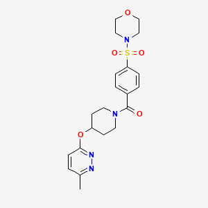 molecular formula C21H26N4O5S B2365456 (4-((6-甲基吡啶-3-基)氧基)哌啶-1-基)(4-(吗啉磺酰基)苯基)甲酮 CAS No. 1797592-95-0