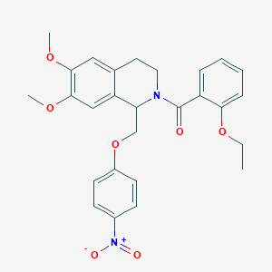 B2365528 (6,7-dimethoxy-1-((4-nitrophenoxy)methyl)-3,4-dihydroisoquinolin-2(1H)-yl)(2-ethoxyphenyl)methanone CAS No. 449765-80-4
