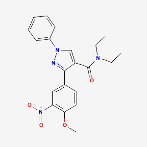 molecular formula C21H22N4O4 B2365532 N,N-二乙基-3-(4-甲氧基-3-硝基苯基)-1-苯基-1H-吡唑-4-甲酰胺 CAS No. 882229-90-5