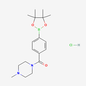 molecular formula C18H28BClN2O3 B2365534 (4-甲基哌嗪-1-基)(4-(4,4,5,5-四甲基-1,3,2-二氧杂硼杂环-2-基)苯基)甲酮盐酸盐 CAS No. 955407-62-2