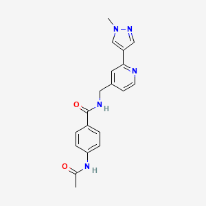 molecular formula C19H19N5O2 B2365537 4-acetamido-N-((2-(1-methyl-1H-pyrazol-4-yl)pyridin-4-yl)methyl)benzamide CAS No. 2034609-66-8