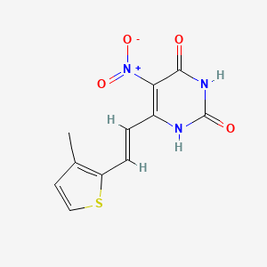 molecular formula C11H9N3O4S B2365538 6-[(E)-2-(3-甲基噻吩-2-基)乙烯基]-5-硝基嘧啶-2,4-二醇 CAS No. 797772-54-4