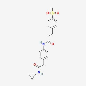 molecular formula C21H24N2O4S B2365542 N-(4-(2-(cyclopropylamino)-2-oxoethyl)phenyl)-3-(4-(methylsulfonyl)phenyl)propanamide CAS No. 2034518-74-4