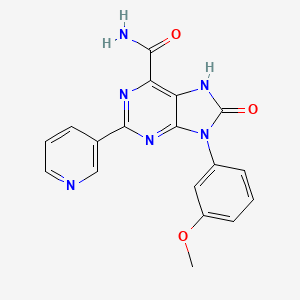 molecular formula C18H14N6O3 B2365547 9-(3-methoxyphenyl)-8-oxo-2-pyridin-3-yl-8,9-dihydro-7H-purine-6-carboxamide CAS No. 900010-82-4