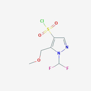 molecular formula C6H7ClF2N2O3S B2365555 1-(difluoromethyl)-5-(methoxymethyl)-1H-pyrazole-4-sulfonyl chloride CAS No. 1856099-43-8
