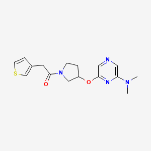 molecular formula C16H20N4O2S B2365558 1-(3-((6-(Dimethylamino)pyrazin-2-yl)oxy)pyrrolidin-1-yl)-2-(thiophen-3-yl)ethanone CAS No. 2034318-85-7