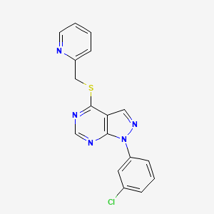 molecular formula C17H12ClN5S B2365565 1-(3-Chlorophenyl)-4-(pyridin-2-ylmethylsulfanyl)pyrazolo[3,4-d]pyrimidine CAS No. 872861-86-4