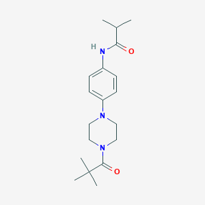 molecular formula C19H29N3O2 B236559 N-{4-[4-(2,2-dimethylpropanoyl)piperazin-1-yl]phenyl}-2-methylpropanamide 