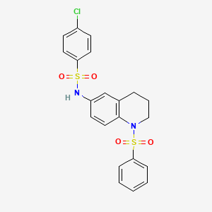 molecular formula C21H19ClN2O4S2 B2365594 4-氯-N-(1-(苯磺酰基)-1,2,3,4-四氢喹啉-6-基)苯磺酰胺 CAS No. 1172240-95-7