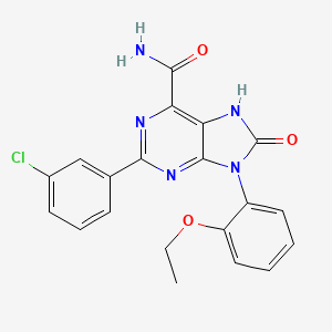molecular formula C20H16ClN5O3 B2365608 2-(3-chlorophenyl)-9-(2-ethoxyphenyl)-8-oxo-8,9-dihydro-7H-purine-6-carboxamide CAS No. 899742-20-2