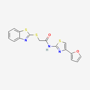 molecular formula C16H11N3O2S3 B2365623 2-(苯并[d]噻唑-2-基硫代)-N-(4-(呋喃-2-基)噻唑-2-基)乙酰胺 CAS No. 1206992-72-4