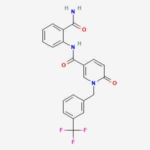 molecular formula C21H16F3N3O3 B2365627 N-(2-carbamoylphenyl)-6-oxo-1-[[3-(trifluoromethyl)phenyl]methyl]pyridine-3-carboxamide CAS No. 1004393-49-0