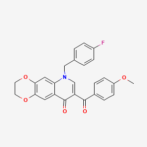 molecular formula C26H20FNO5 B2365628 6-(4-氟苄基)-8-(4-甲氧基苯甲酰)-2,3-二氢[1,4]二氧杂环[2,3-g]喹啉-9(6H)-酮 CAS No. 866347-95-7