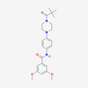 molecular formula C24H31N3O4 B236563 N-{4-[4-(2,2-dimethylpropanoyl)piperazin-1-yl]phenyl}-3,5-dimethoxybenzamide 