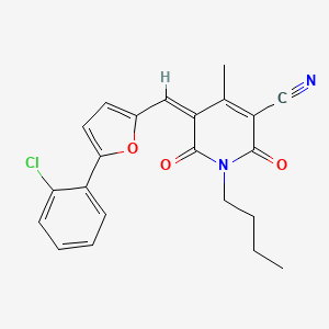 molecular formula C22H19ClN2O3 B2365633 (5Z)-1-butyl-5-{[5-(2-chlorophenyl)furan-2-yl]methylidene}-4-methyl-2,6-dioxo-1,2,5,6-tetrahydropyridine-3-carbonitrile CAS No. 879932-79-3