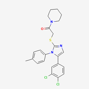 molecular formula C23H23Cl2N3OS B2365639 2-((5-(3,4-二氯苯基)-1-(对甲苯基)-1H-咪唑-2-基)硫代)-1-(哌啶-1-基)乙酮 CAS No. 1207042-24-7