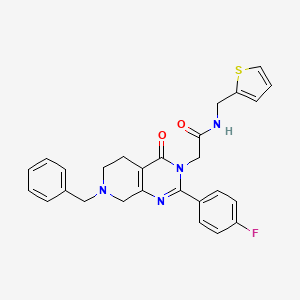 molecular formula C27H25FN4O2S B2365641 2-(吗啉-4-基羰基)-6-(哌啶-1-基磺酰基)-2H-1,4-苯并噻嗪-3(4H)-酮 CAS No. 1189697-26-4