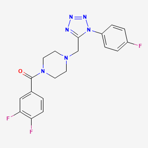 molecular formula C19H17F3N6O B2365642 (3,4-difluorophenyl)(4-((1-(4-fluorophenyl)-1H-tetrazol-5-yl)methyl)piperazin-1-yl)methanone CAS No. 1040650-51-8