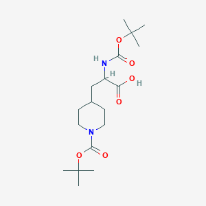 molecular formula C18H32N2O6 B2365646 2-((Tert-butoxycarbonyl)amino)-3-(1-(tert-butoxycarbonyl)piperidin-4-yl)propanoic acid CAS No. 1219406-23-1
