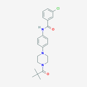 molecular formula C22H26ClN3O2 B236568 3-chloro-N-{4-[4-(2,2-dimethylpropanoyl)piperazin-1-yl]phenyl}benzamide 